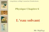 Physique Chapitre 6 Mr Malfoy cinquièmes collège Lamartine Hondschoote Leau solvant.
