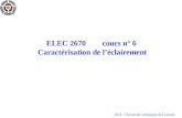 2014 - Université catholique de Louvain ELEC 2670cours n° 6 Caractérisation de léclairement.