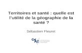 Territoires et santé : quelle est lutilité de la géographie de la santé ? Sébastien Fleuret.