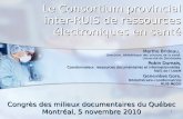 1 Le Consortium provincial inter-RUIS de ressources électroniques en santé Marthe Brideau, Directrice, bibliothèque des sciences de la santé Université