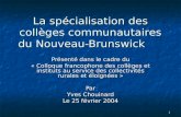 1 La spécialisation des collèges communautaires du Nouveau- Brunswick Présenté dans le cadre du « Colloque francophone des collèges et instituts au service.