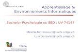 TECFA Technologies pour la Formation et lApprentissage Bachelor Psychologie ou SED : UV 74147 Mireille.Betrancourt@tecfa.unige.ch Luis.Gonzalez@tecfa.unige.ch.