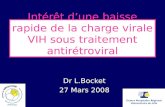 Intérêt dune baisse rapide de la charge virale VIH sous traitement antirétroviral Dr L.Bocket 27 Mars 2008.