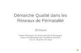 Démarche Qualité dans les Réseaux de Périnatalité JB Gouyon Cellule dévaluation du réseau périnatal de Bourgogne Centre dEpidémiologie des Populations.