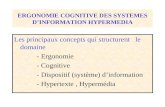 ERGONOMIE COGNITIVE DES SYSTEMES DINFORMATION HYPERMEDIA Les principaux concepts qui structurent le domaine - Ergonomie - Cognitive - Dispositif (système)