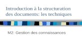 Introduction à la structuration des documents: les techniques M2: Gestion des connaissances.