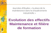 MR Journées détudes « la place de la maintenance dans la chaudronnerie industrielle » Evolution des effectifs Maintenance et filière de formation.