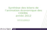 2D2E Synthèse des bilans de lanimation économique des CDDRA année 2012 07/11/2013.