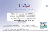 Mise en œuvre de l'EPP : revue morbidité mortalité en anesthésie réanimation - expérience du CHU de Grenoble - Dr Claude Jacquot*, Dr Bruno Bally** * Département.