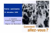 Faits saillants 15 décembre 1999 L'enquête origine-destination 1998 Région de Montréal.