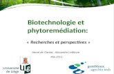 Biotechnologie et phytoremédiation: « Recherches et perspectives » Hervé de Caritat, Alexandre Lefèbvre Mai 2011.