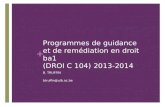 + Programmes de guidance et de remédiation en droit ba1 (DROI C 104) 2013-2014 B. TRUFFIN btruffin@ulb.ac.be.