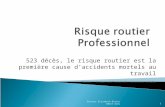 523 décès, le risque routier est la première cause daccidents mortels au travail Source : risques professionnels assurance maladie Docteur Elisabeth Blanco.