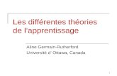 1 Les différentes théories de lapprentissage Aline Germain-Rutherford Université d Ottawa, Canada.