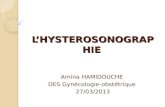 LHYSTEROSONOGRAPHIE Amina HAMIDOUCHE DES Gynécologie-obstétrique 27/03/2013.