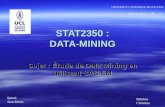 STAT2350 : DATA-MINING Sujet : Étude de Data Mining en utilisant SAS:EM Année académique 2009 – 2010 UNIVERSITE CATHOLIQUE DE LOUVAIN Spinel Jean-Denis.