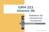 Séance # 6GRH 221 Automne 2008 1 GRH 221 Séance 06 Dotation de ressources humaines.