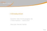 Introduction Gestion des technologies de linformation – GEST310 Pascale Vande Velde.
