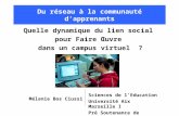 Du réseau à la communauté dapprenants Quelle dynamique du lien social pour Faire Œuvre dans un campus virtuel ? Sciences de lEducation Université Aix Marseille.