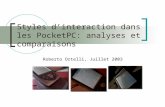 Styles dinteraction dans les PocketPC: analyses et comparaisons Roberto Ortelli, Juillet 2003.