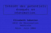 Intérêt des potentiels évoqués en réanimation. Elisabeth Sabatier DESC de Réanimation médicale Nice. Juin 2004.