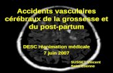 Accidents vasculaires cérébraux de la grossesse et du post-partum DESC réanimation médicale 7 juin 2007 SUSSET Vincent Saint Etienne.