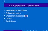 ST Operation Committee Résumé du 28-5 au 24-6 Affaires en cours Evénement majeures (14) Divers Statistiques.
