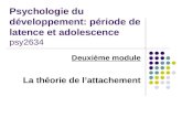 Psychologie du développement: période de latence et adolescence psy2634 Deuxième module La théorie de lattachement.