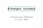 1 Echanges erasmus Information EDPH13ba 11 mars 2013.