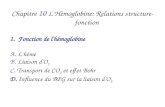 Chapitre 10 L'Hémoglobine: Relations structure-fonction 1.Fonction de l'hémoglobine A. L'hème B. Liaison d'O 2 C. Transport de CO 2 et effet Bohr D. Influence.