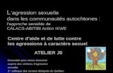 L agression sexuelle dans les communautés autochtones : lapproche sensible de CALACS-ABITIBI Action IKWE Centre daide et de lutte contre les agressions.