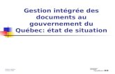 Gestion intégrée des documents au gouvernement du Québec: état de situation Hélène Cadieux Octobre 2006.