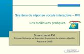 1 Système de réponse vocale interactive – RVI Les meilleures pratiques Sous-comité RVI Réseau déchange sur la gestion des centres de relations clientèle.