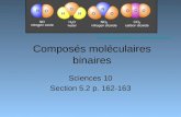 Composés moléculaires binaires Sciences 10 Section 5.2 p. 162-163 .