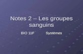 Notes 2 – Les groupes sanguins BIO 11FSystèmes. Antigènes Chaque cellule a des antigènes sur sa surface (sa membrane cellulaire) Antigène: une protéine.