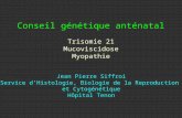Conseil génétique anténatal Trisomie 21 Mucoviscidose Myopathie Jean Pierre Siffroi Service dHistologie, Biologie de la Reproduction et Cytogénétique Hôpital.