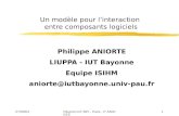 07/05/04 Réunion GT MFI - Paris - P. ANIORTE1 Un modèle pour linteraction entre composants logiciels Philippe ANIORTE LIUPPA - IUT Bayonne Equipe ISIHM.