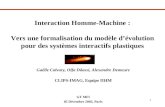 05/12/03MFI1 Interaction Homme-Machine : Vers une formalisation du modèle dévolution pour des systèmes interactifs plastiques Gaëlle Calvary, Olfa Dâassi,