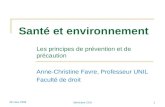 Santé et environnement Les principes de prévention et de précaution Anne-Christine Favre, Professeur UNIL Faculté de droit 29 mars 2008 1Séminaire CEA.