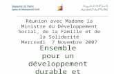 Ensemble pour un développement durable et inclusif Réunion avec Madame la Ministre du Développement Social, de la Famille et de la Solidarité Mercredi.