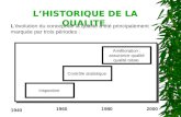 LHISTORIQUE DE LA QUALITE Lévolution du concept de la qualité a été principalement marquée par trois périodes : Amélioration : assurance qualité qualité.