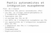 Partis autonomistes et intégration européenne Plan de lexposé Définition des partis autonomistes (PAs) Les PAs, le clivage centre/périphérie et lintégration.