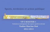Sports, territoires et action publique VP 5 MASTER 1 Territoires et aménagement des espaces sportifs et de loisir Nadine Haschar-Noé 2012-2013.