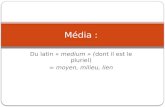 Du latin « medium » (dont il est le pluriel) = moyen, milieu, lien Média :
