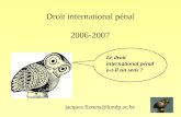 Droit international pénal 2006-2007 jacques.fierens@fundp.ac.be Le droit international pénal a-t-il un sens ?