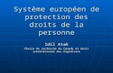 Système européen de protection des droits de la personne Idil Atak Chaire de recherche du Canada en droit international des migrations.