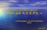 Séance dInformation « Mon Job A.D.E.P.S. » La Marlagne : le 29 novembre 2011 ANDRIS Michel.