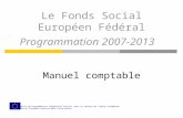 Le Fonds Social Européen Fédéral Programmation 2007-2013 Manuel comptable Service Public de Programmation Intégration Sociale, avec le soutien de lUnion.