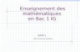 Enseignement des mathématiques en Bac 1 IG BAIR J. HEC-Ecole de Gestion.