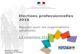 1 Elections professionnelles 2014 Réunion avec les organisations syndicales 13 novembre 2013 Bureau du statut général et du dialogue social SE1.